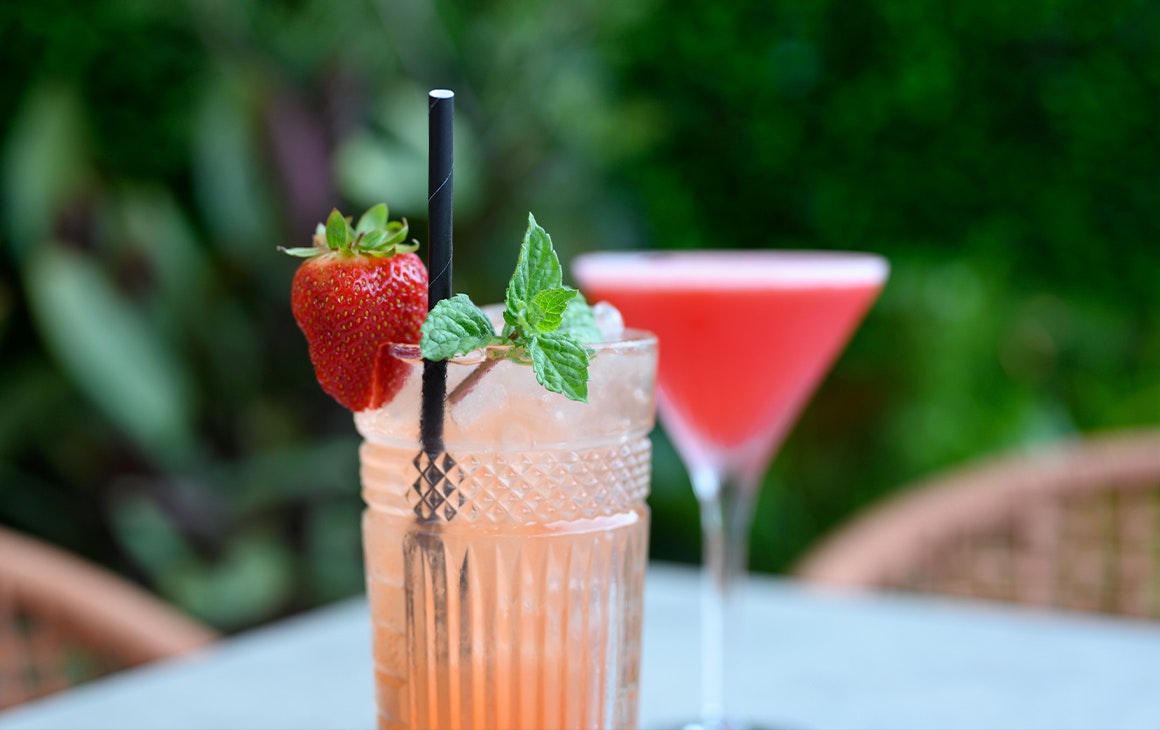 two pink cocktails